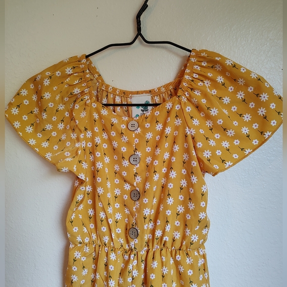 NWT Lily Bleu Girls Yellow Gold Floral Romper Sz 8 - Picture 5 of 5
